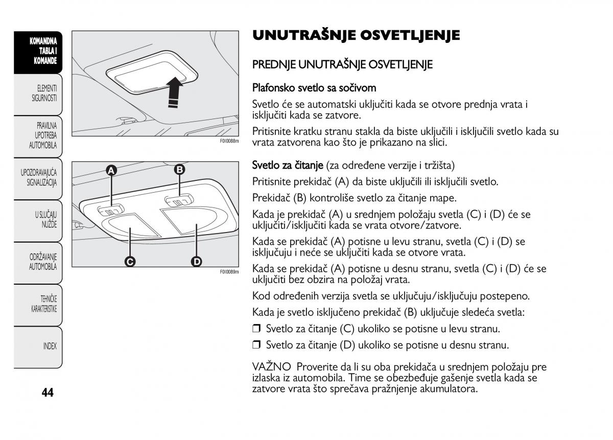 Fiat Punto II 2 vlasnicko uputstvo / page 45