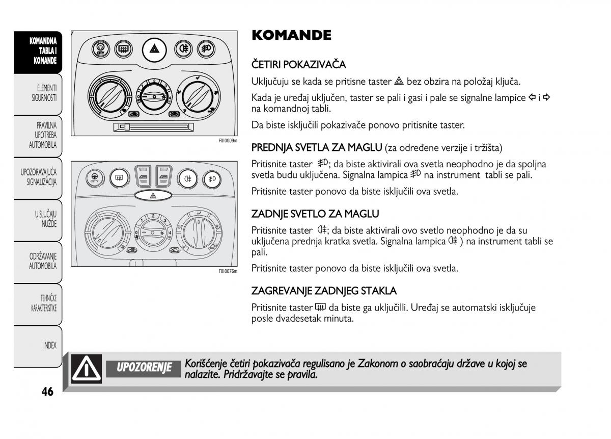 Fiat Punto II 2 vlasnicko uputstvo / page 47