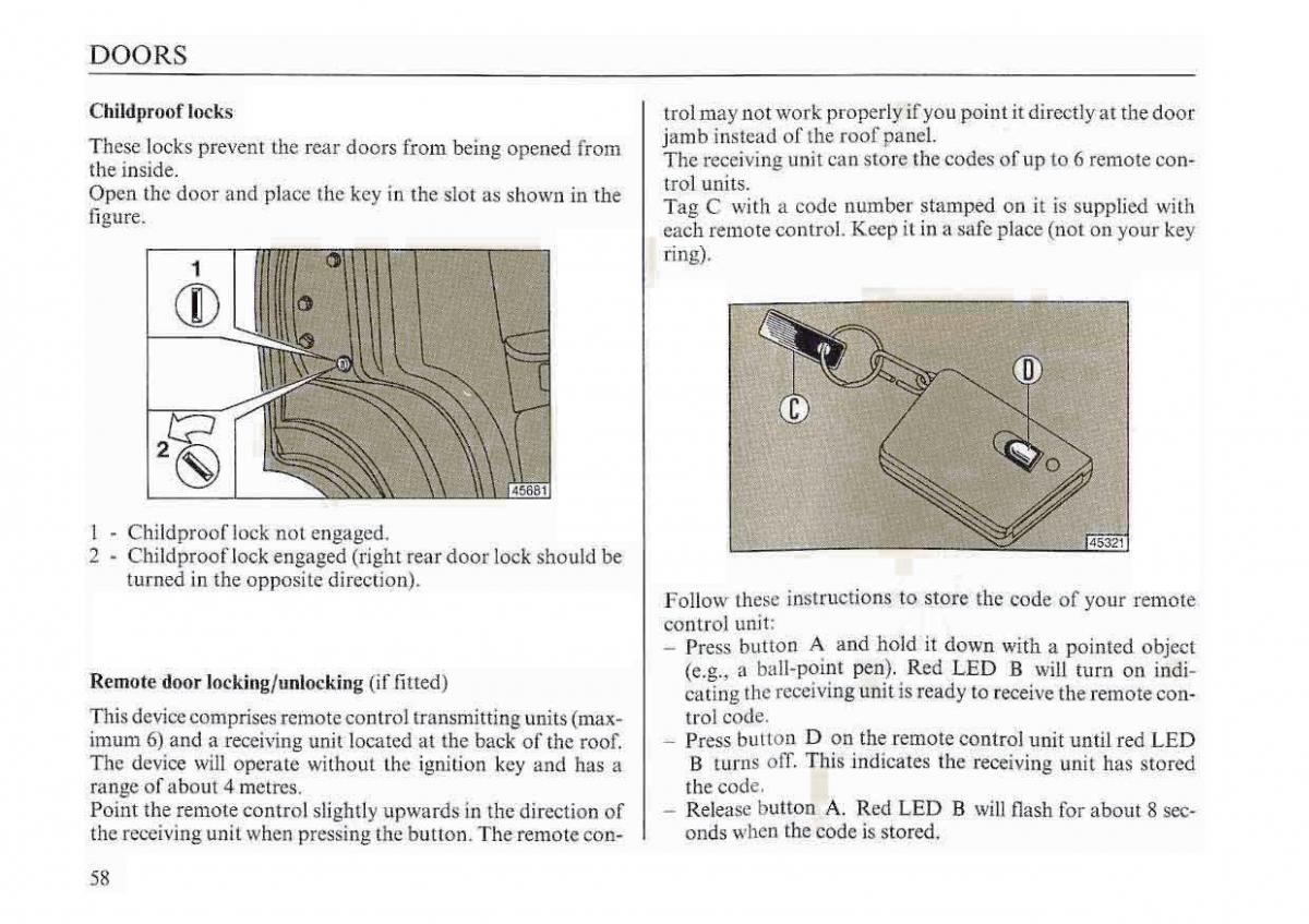 manual  Lancia Dedra owners manual / page 61