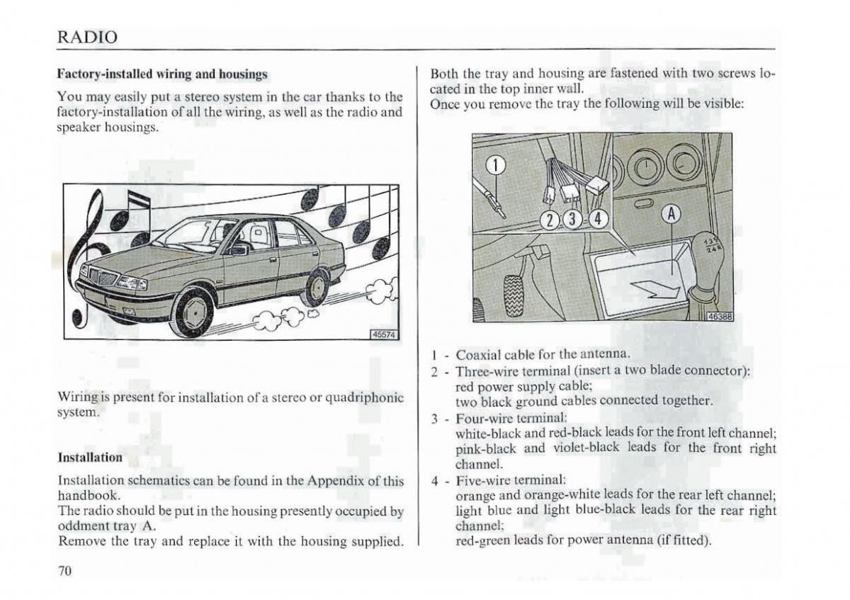 manual  Lancia Dedra owners manual / page 73