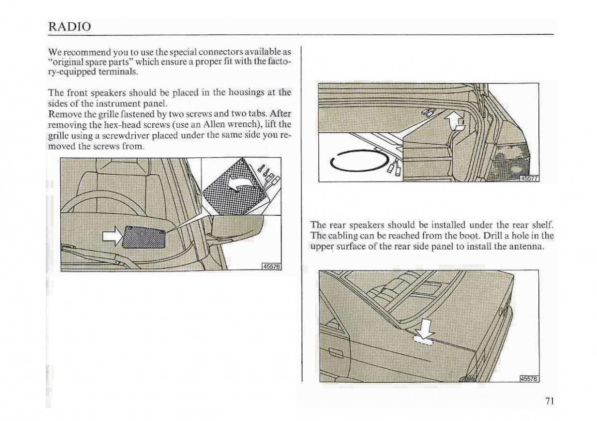 manual  Lancia Dedra owners manual / page 74