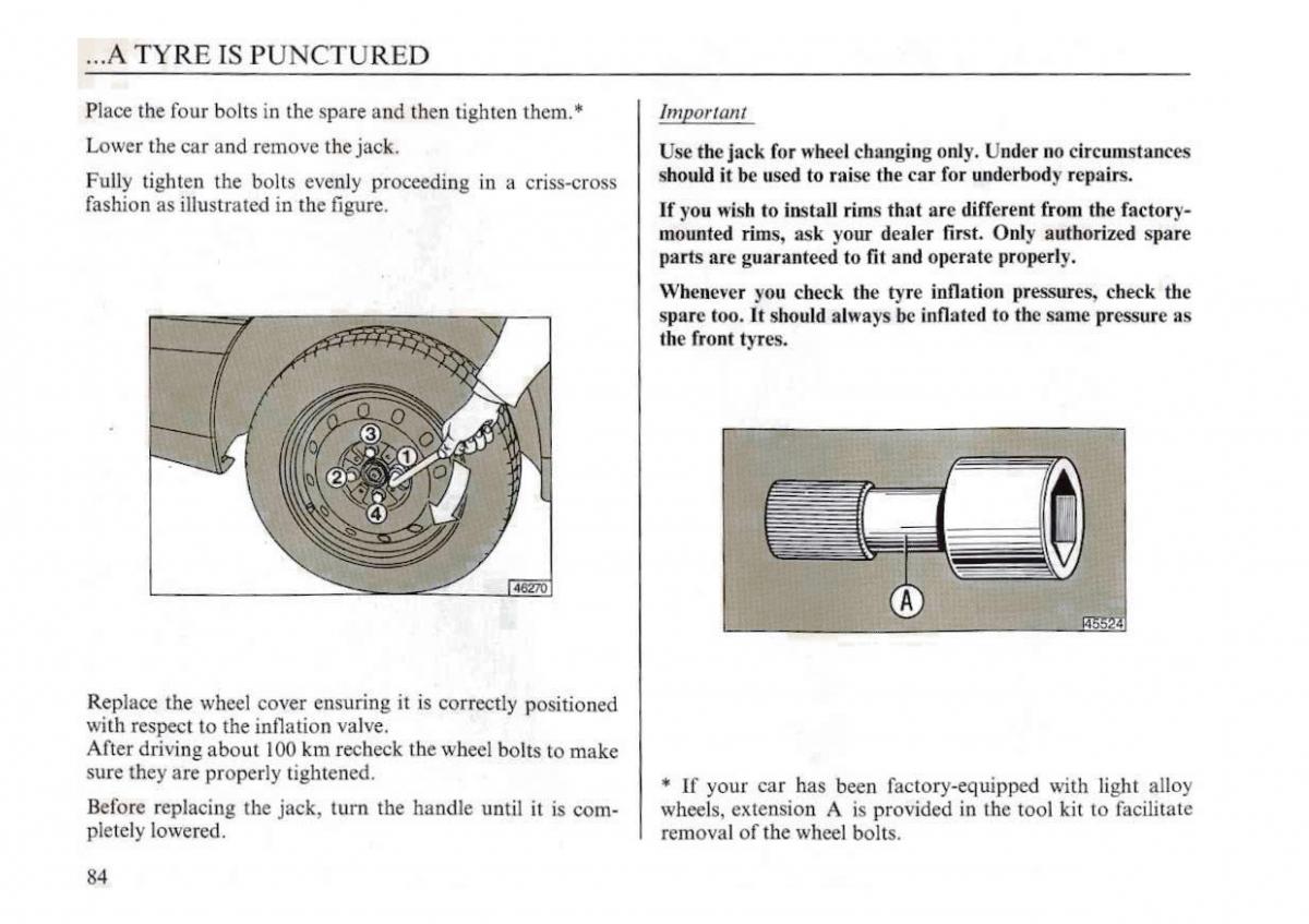 manual  Lancia Dedra owners manual / page 87