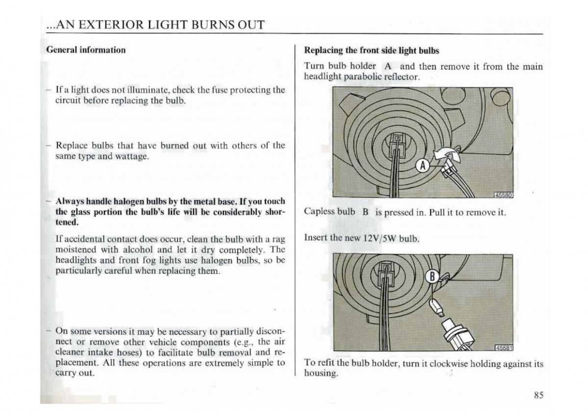 manual  Lancia Dedra owners manual / page 88