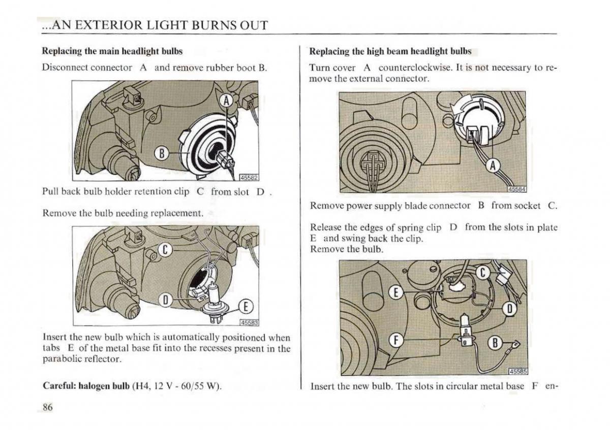 manual  Lancia Dedra owners manual / page 89