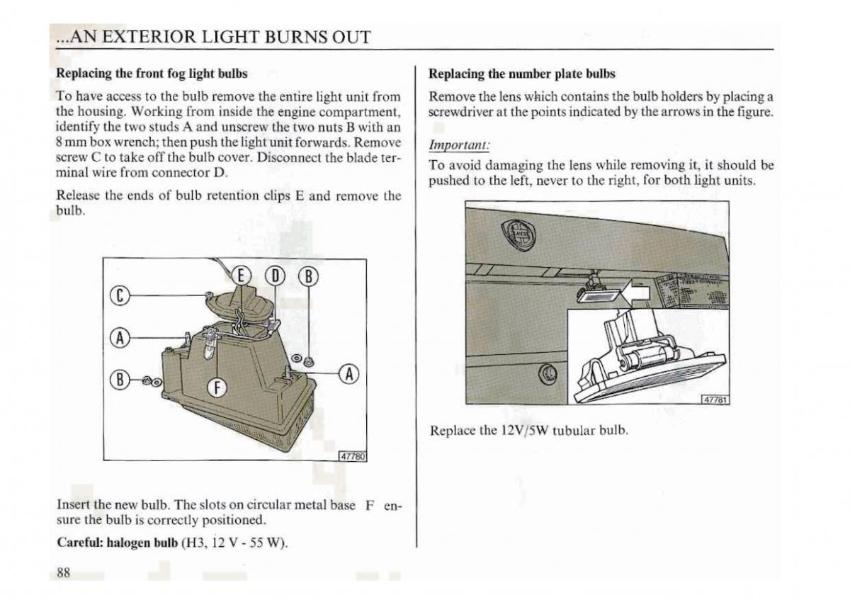 manual  Lancia Dedra owners manual / page 91