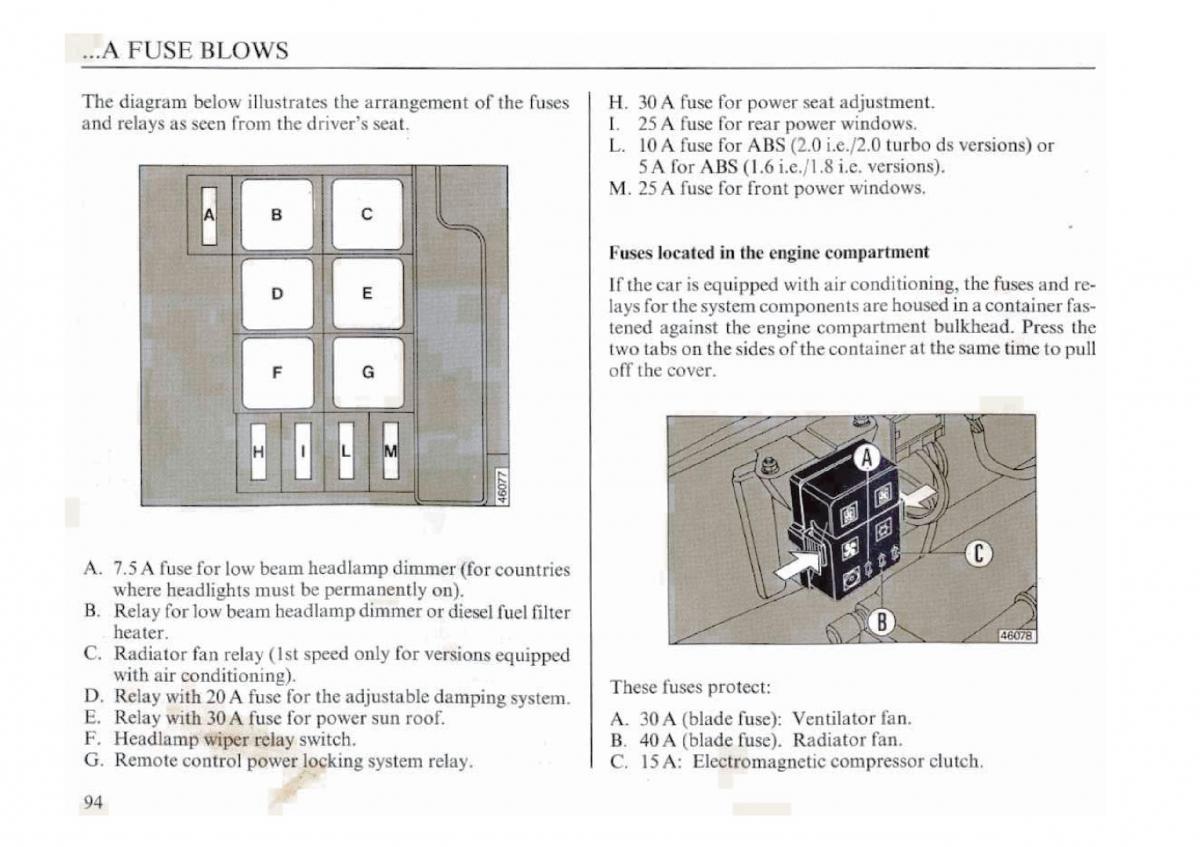 manual  Lancia Dedra owners manual / page 97