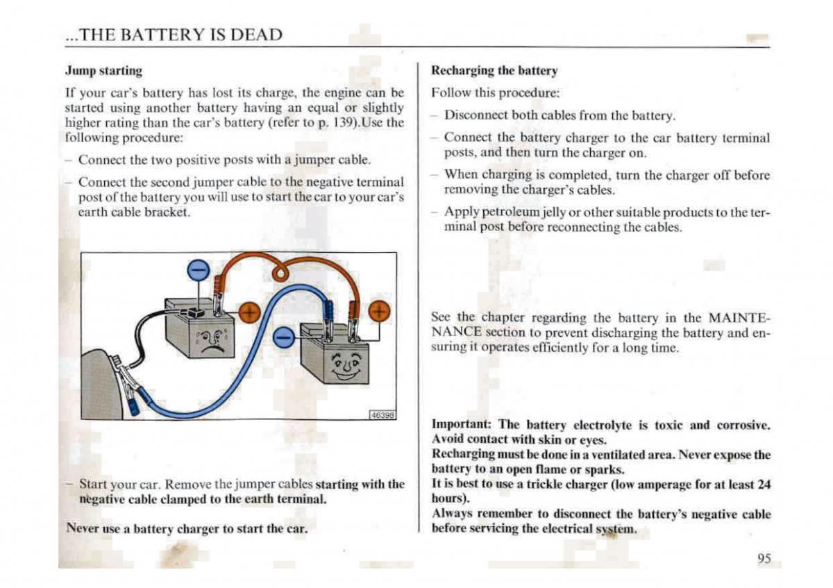 manual  Lancia Dedra owners manual / page 98