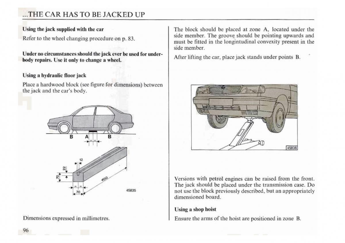 manual  Lancia Dedra owners manual / page 99