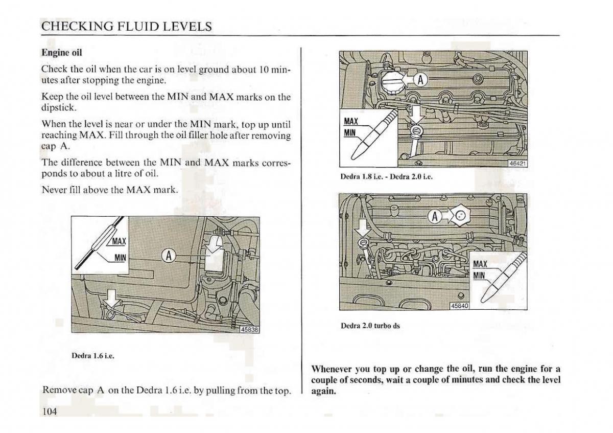 manual  Lancia Dedra owners manual / page 107