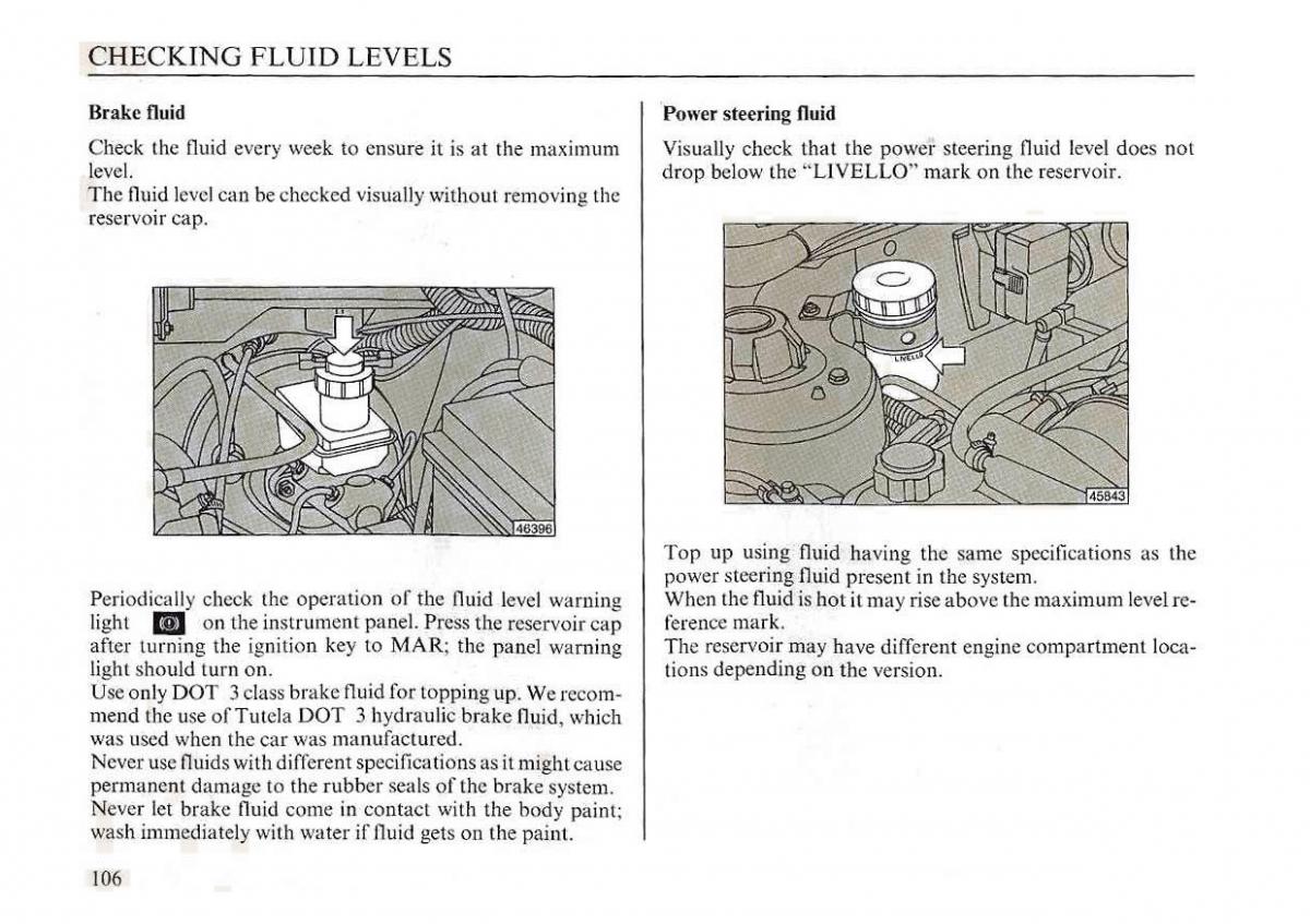 manual  Lancia Dedra owners manual / page 109