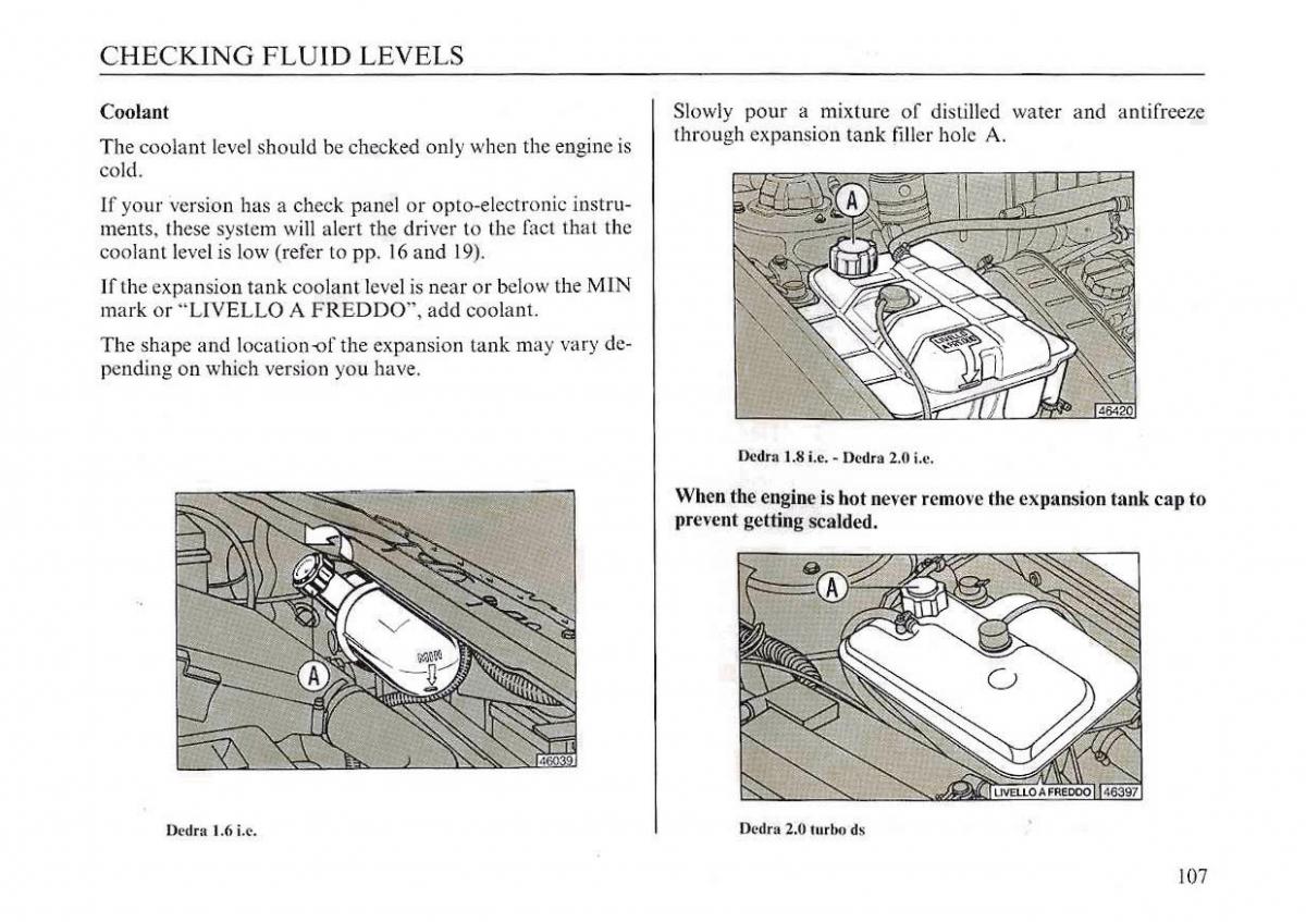 manual  Lancia Dedra owners manual / page 110