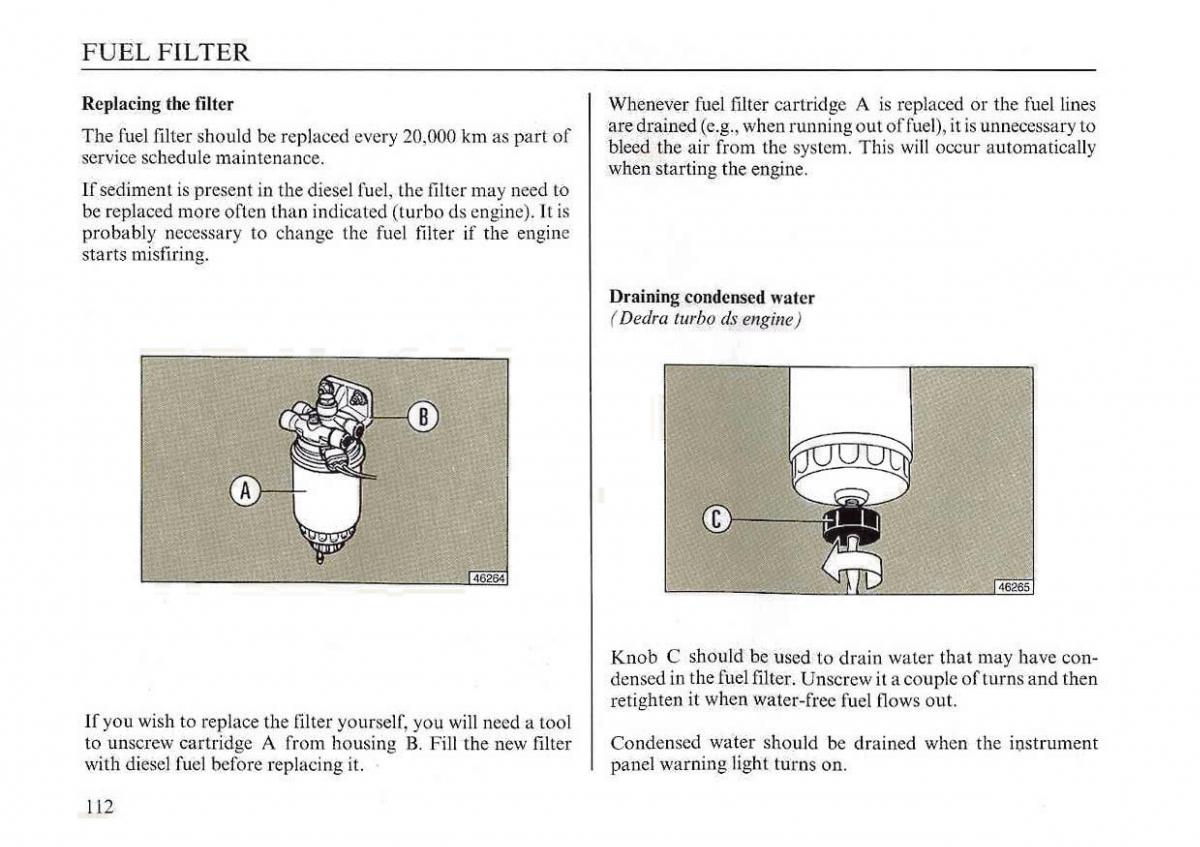 Lancia Dedra owners manual / page 115