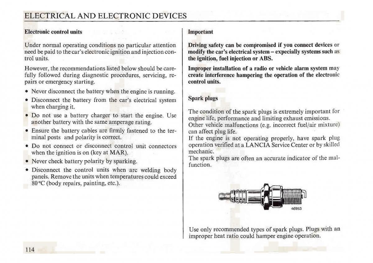 manual  Lancia Dedra owners manual / page 117