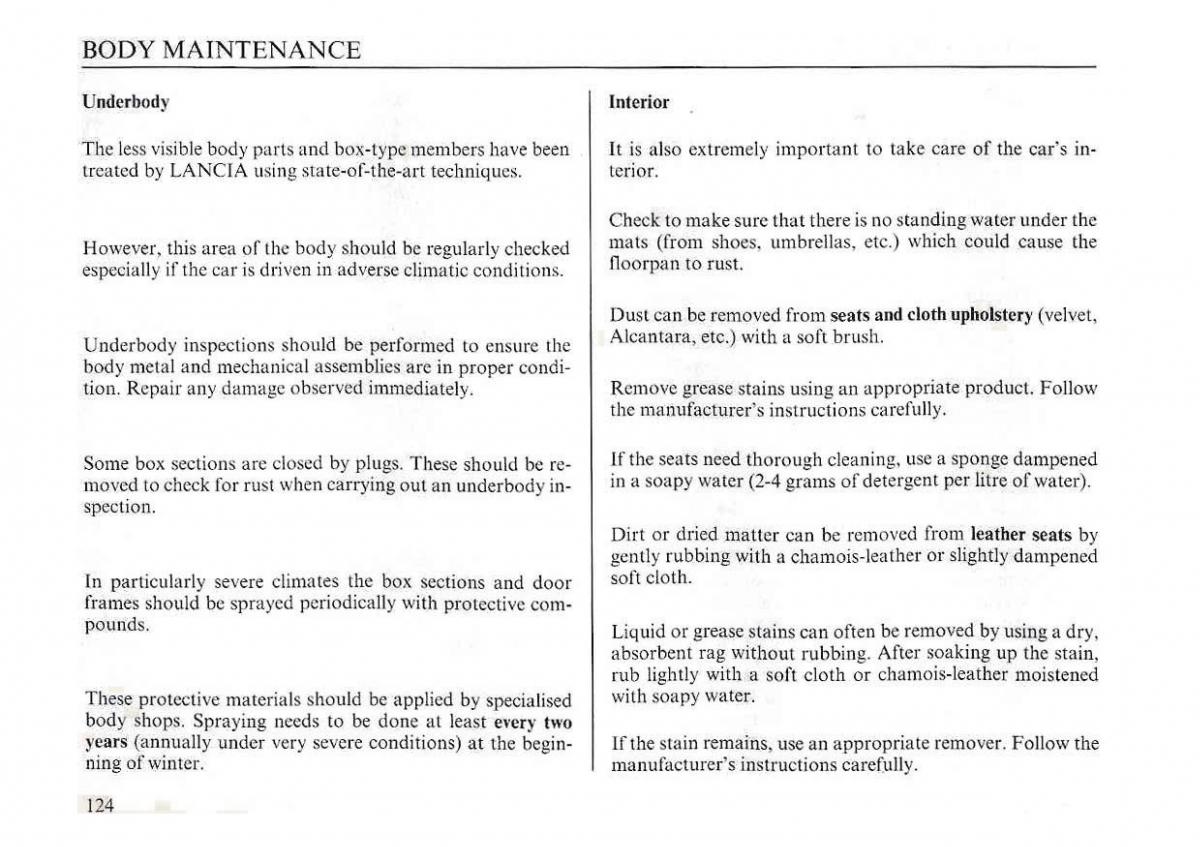 manual  Lancia Dedra owners manual / page 126