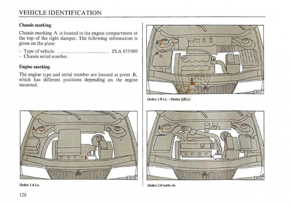 manual  Lancia Dedra owners manual / page 130