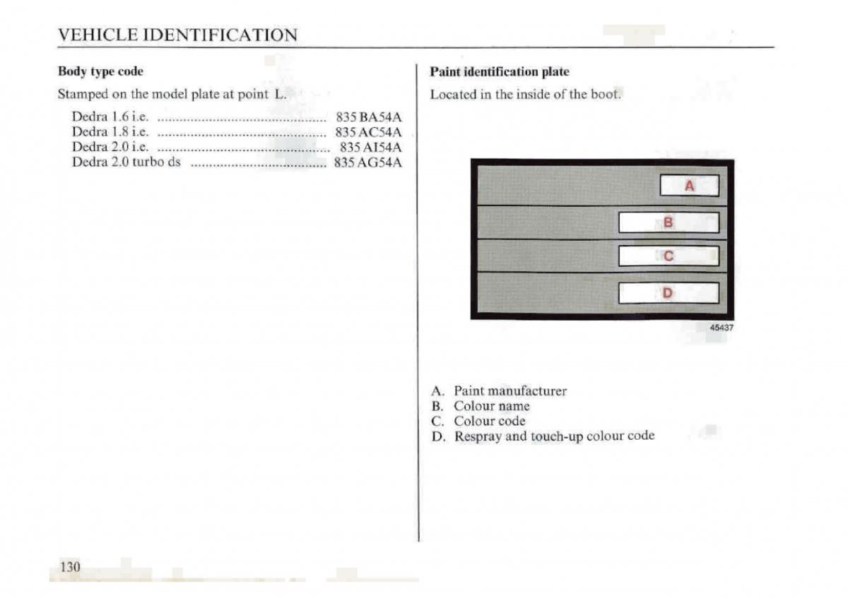 manual  Lancia Dedra owners manual / page 132