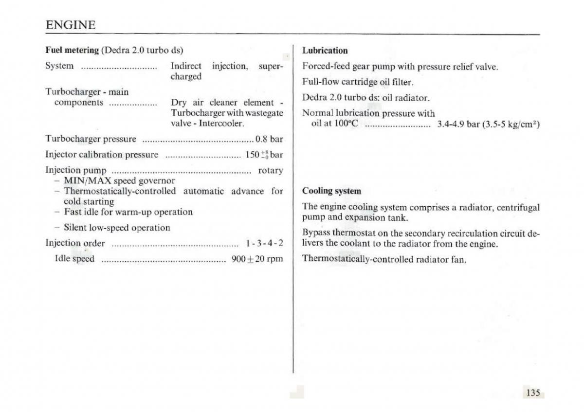 manual  Lancia Dedra owners manual / page 137