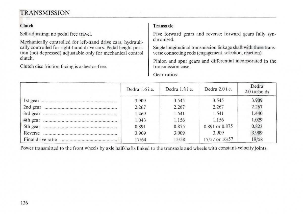 manual  Lancia Dedra owners manual / page 138