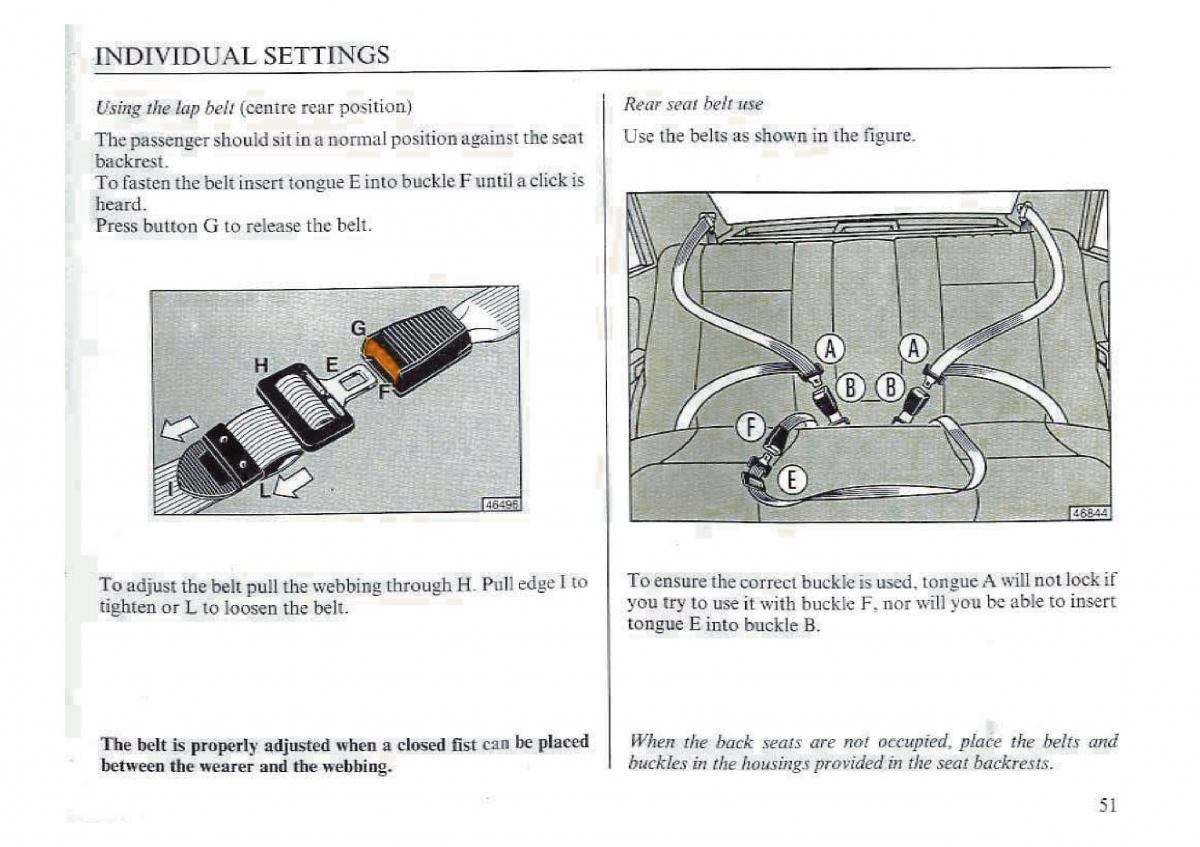 manual  Lancia Dedra owners manual / page 54