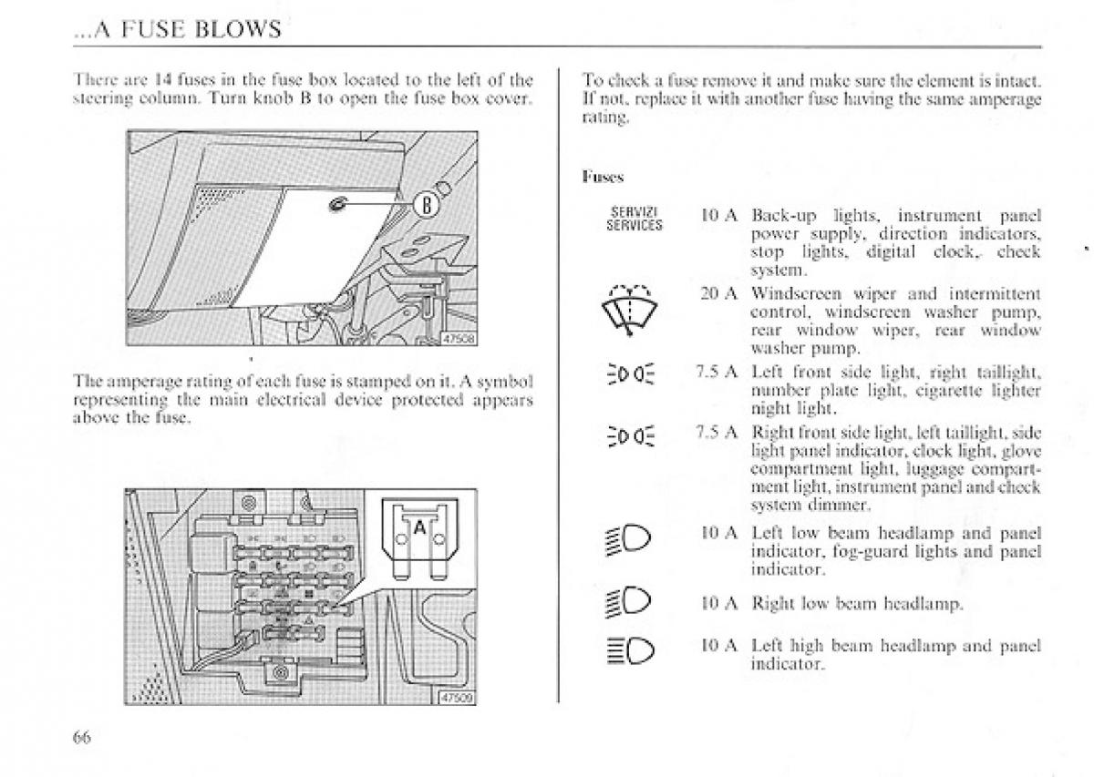 manual  Lancia Delta I 1 owners manual / page 66