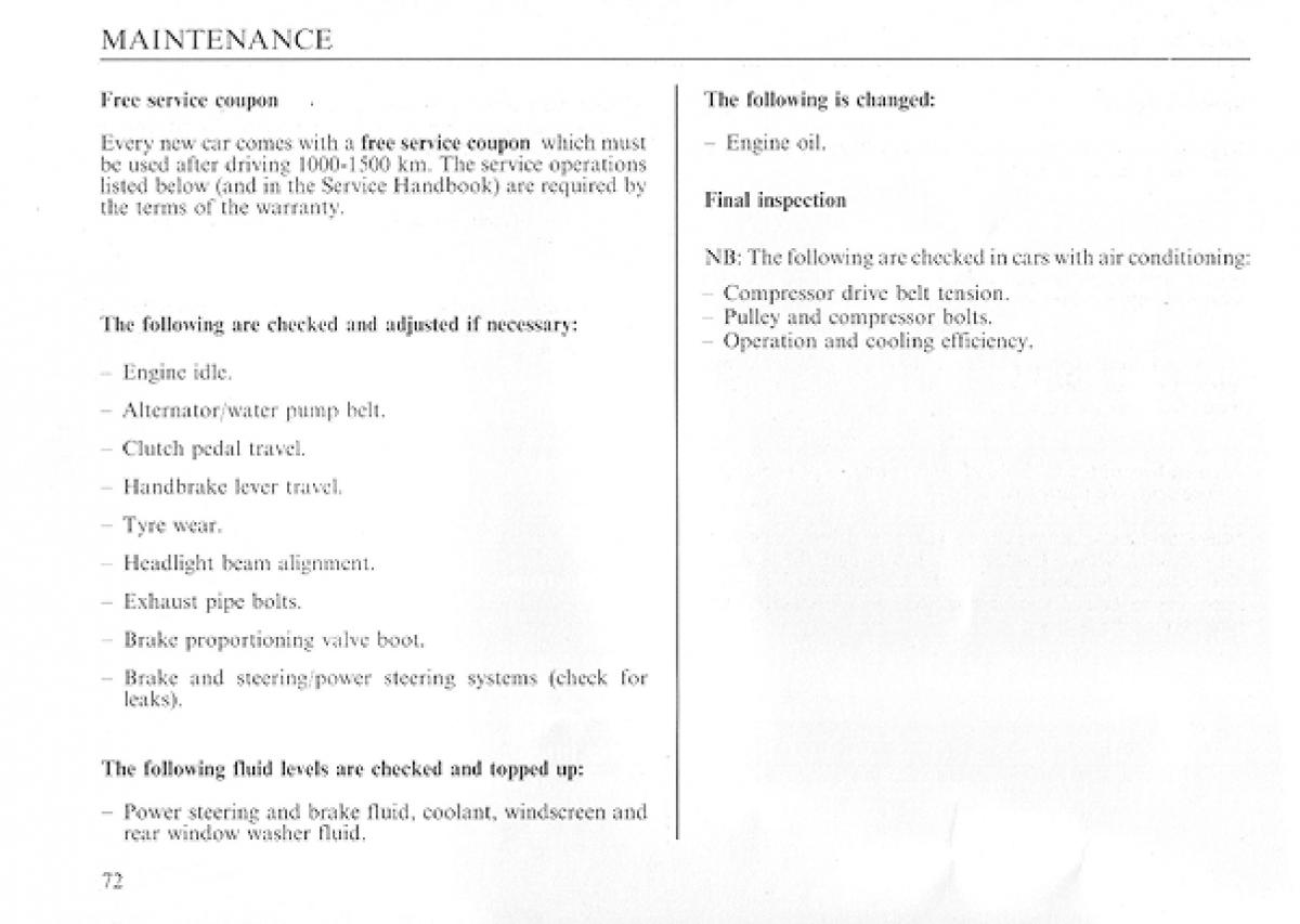 manual  Lancia Delta I 1 owners manual / page 72