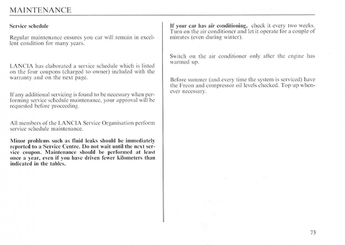 manual  Lancia Delta I 1 owners manual / page 73