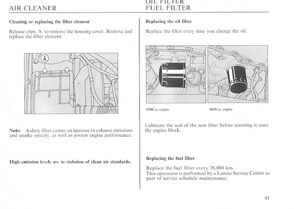 manual  Lancia Delta I 1 owners manual / page 81