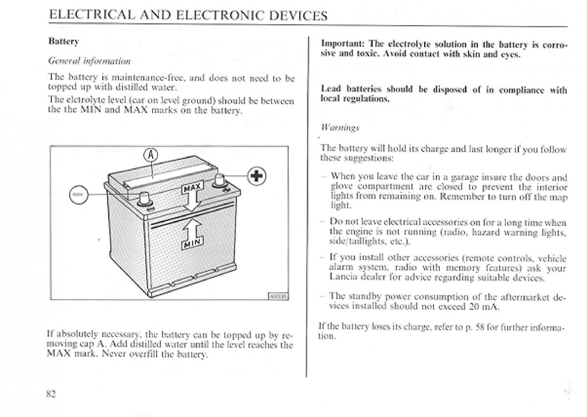 manual  Lancia Delta I 1 owners manual / page 82