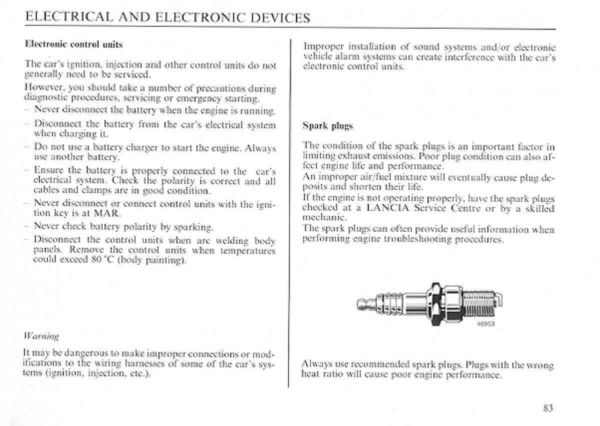 manual  Lancia Delta I 1 owners manual / page 83