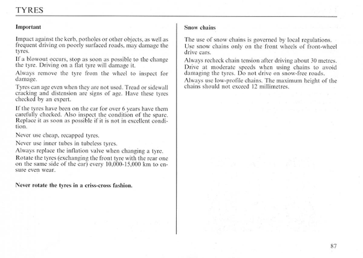 manual  Lancia Delta I 1 owners manual / page 87