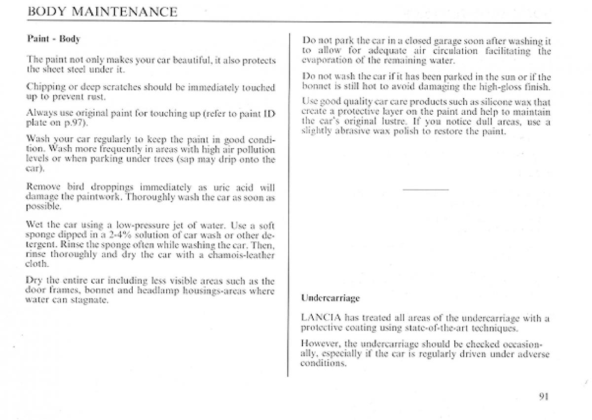 manual  Lancia Delta I 1 owners manual / page 91