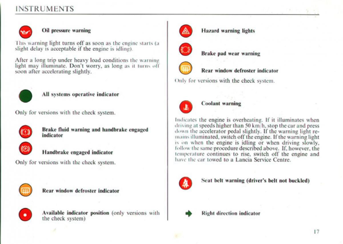 Lancia Delta I 1 owners manual / page 18