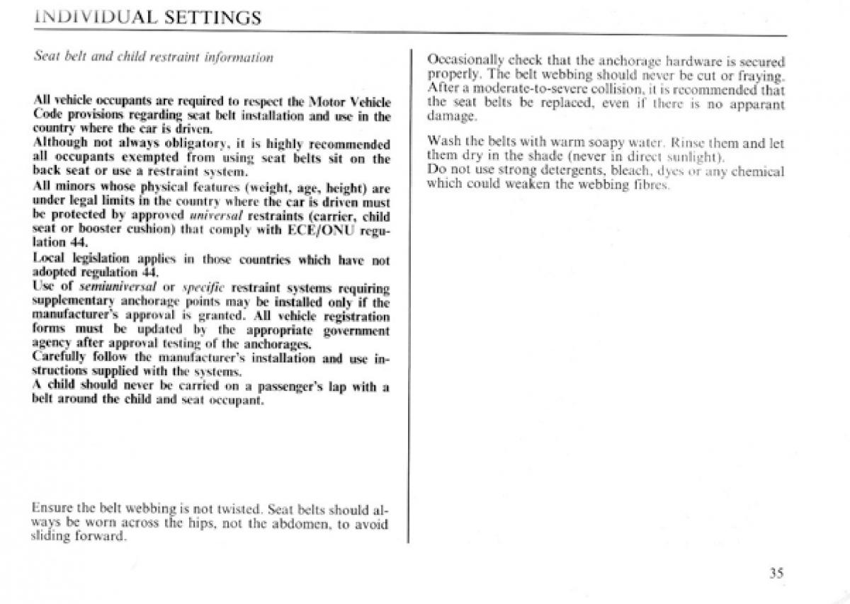 manual  Lancia Delta I 1 owners manual / page 36