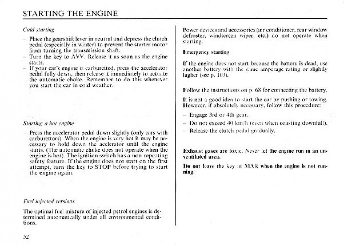 manual  Lancia Delta I 1 owners manual / page 53