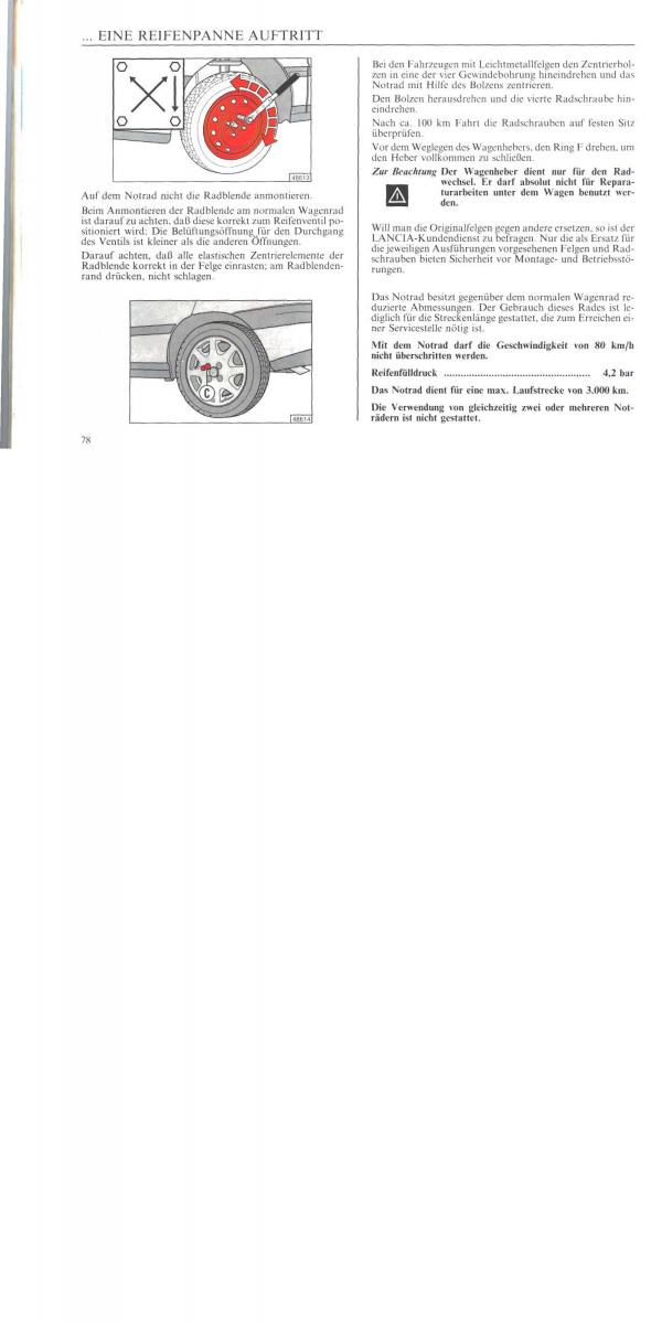 Lancia Delta II 2 Handbuch / page 86