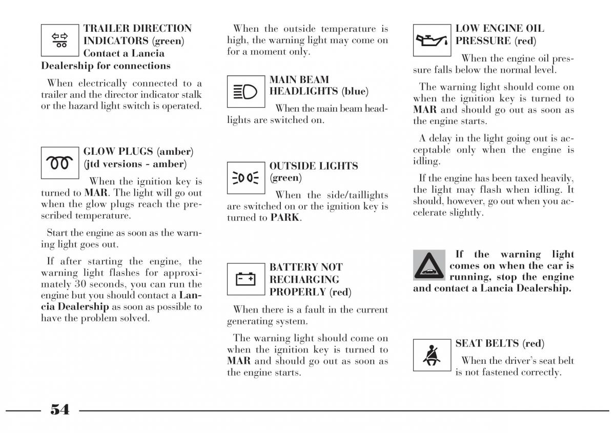 Lancia Lybra owners manual / page 55