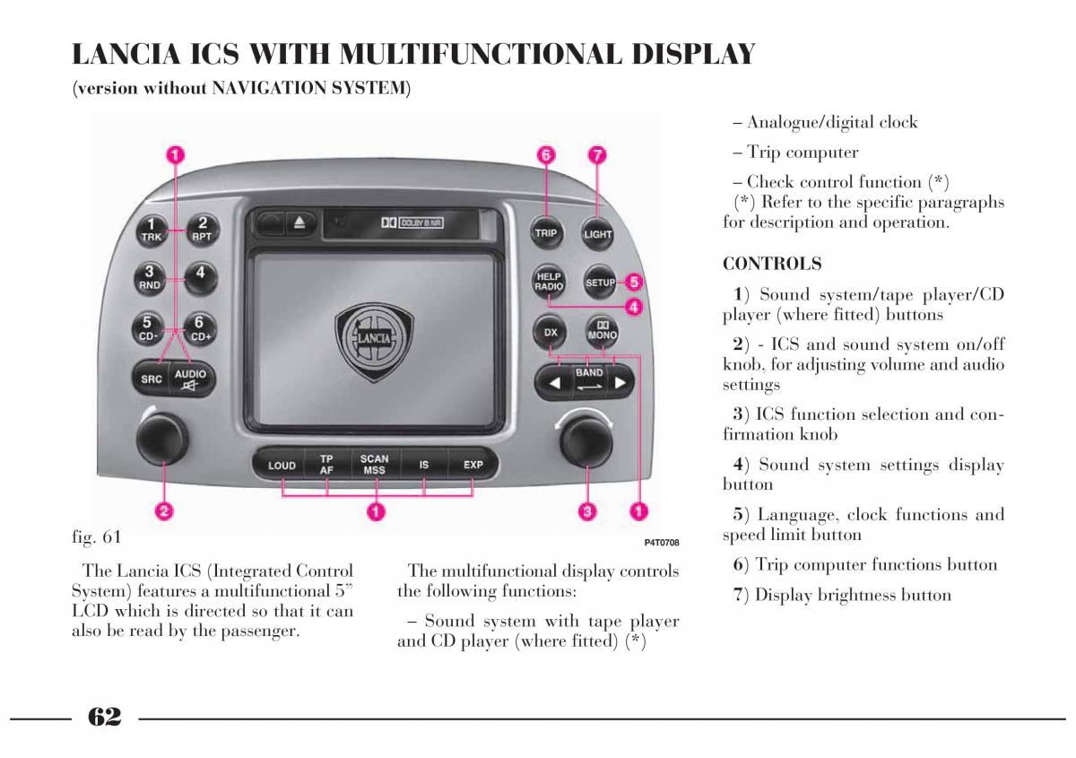 Lancia Lybra owners manual / page 63