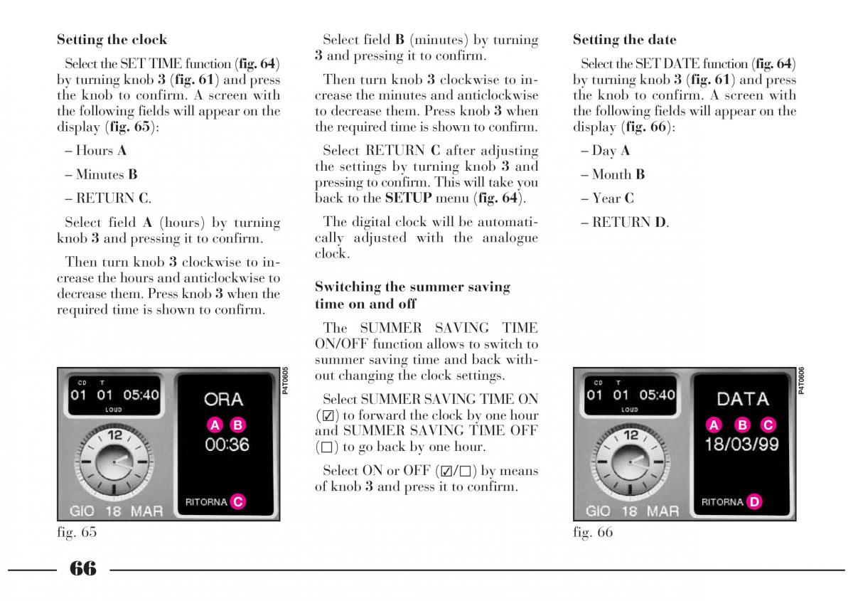 Lancia Lybra owners manual / page 67