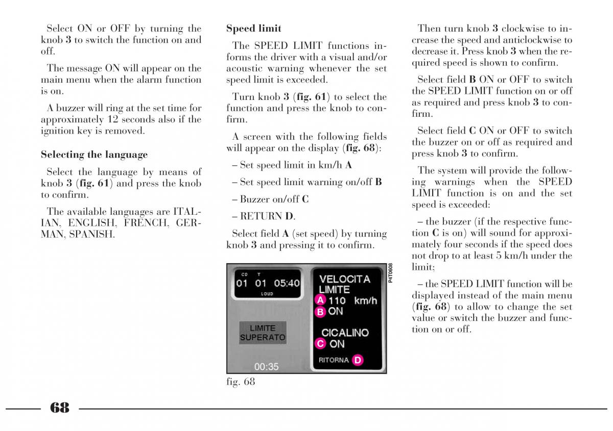 Lancia Lybra owners manual / page 69