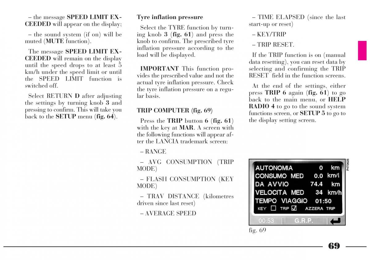 Lancia Lybra owners manual / page 70