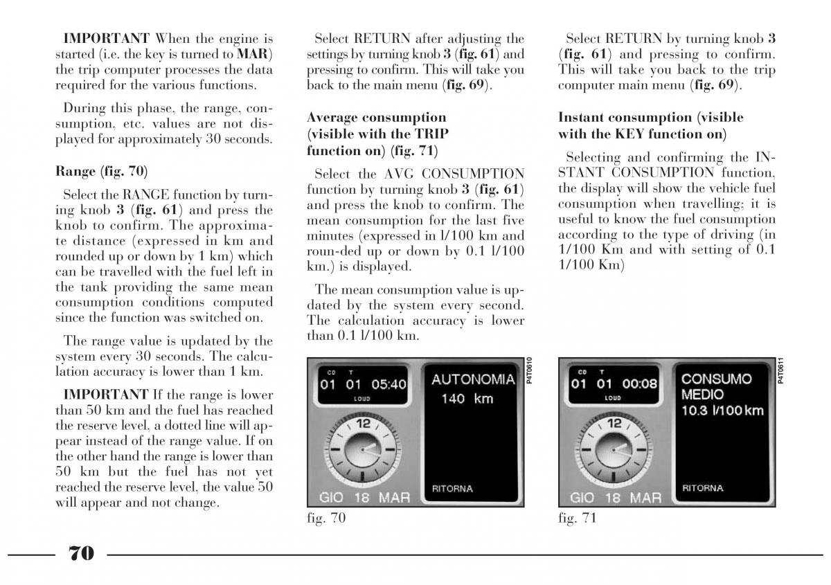 Lancia Lybra owners manual / page 71