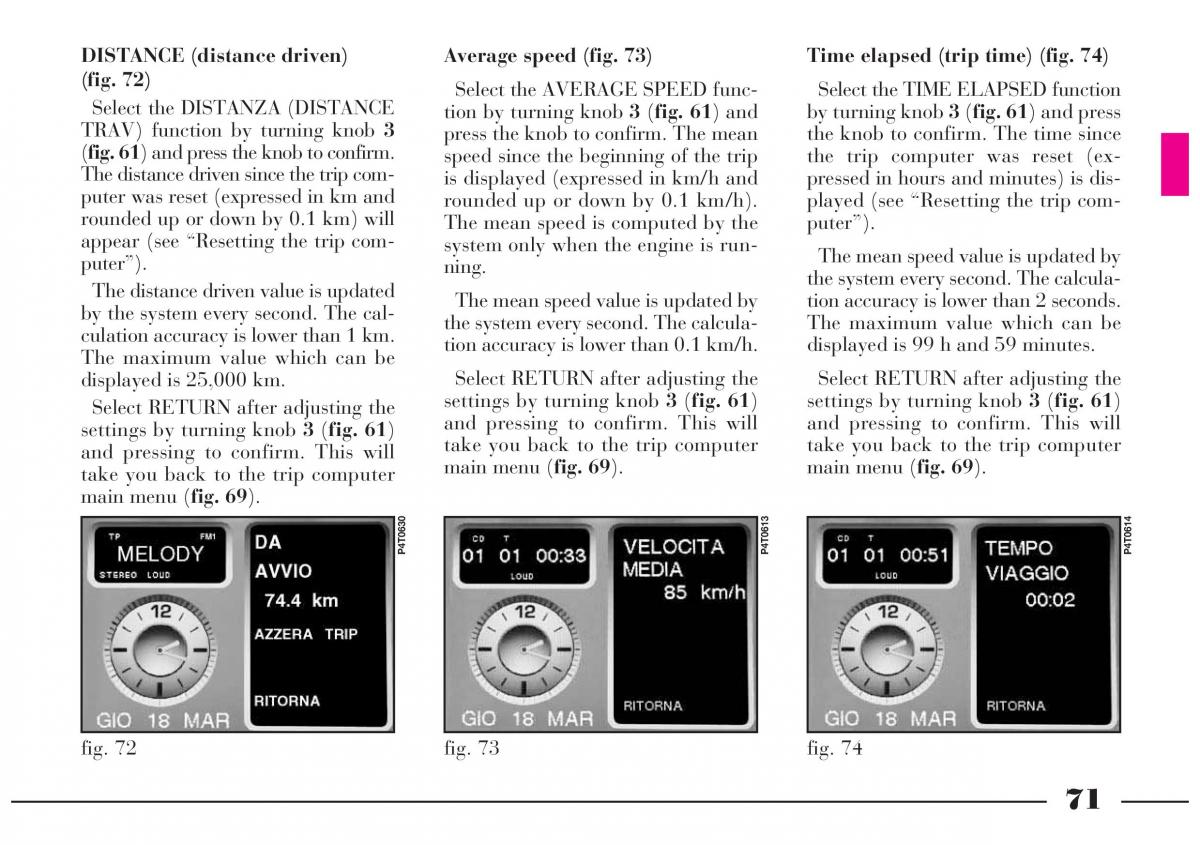 Lancia Lybra owners manual / page 72