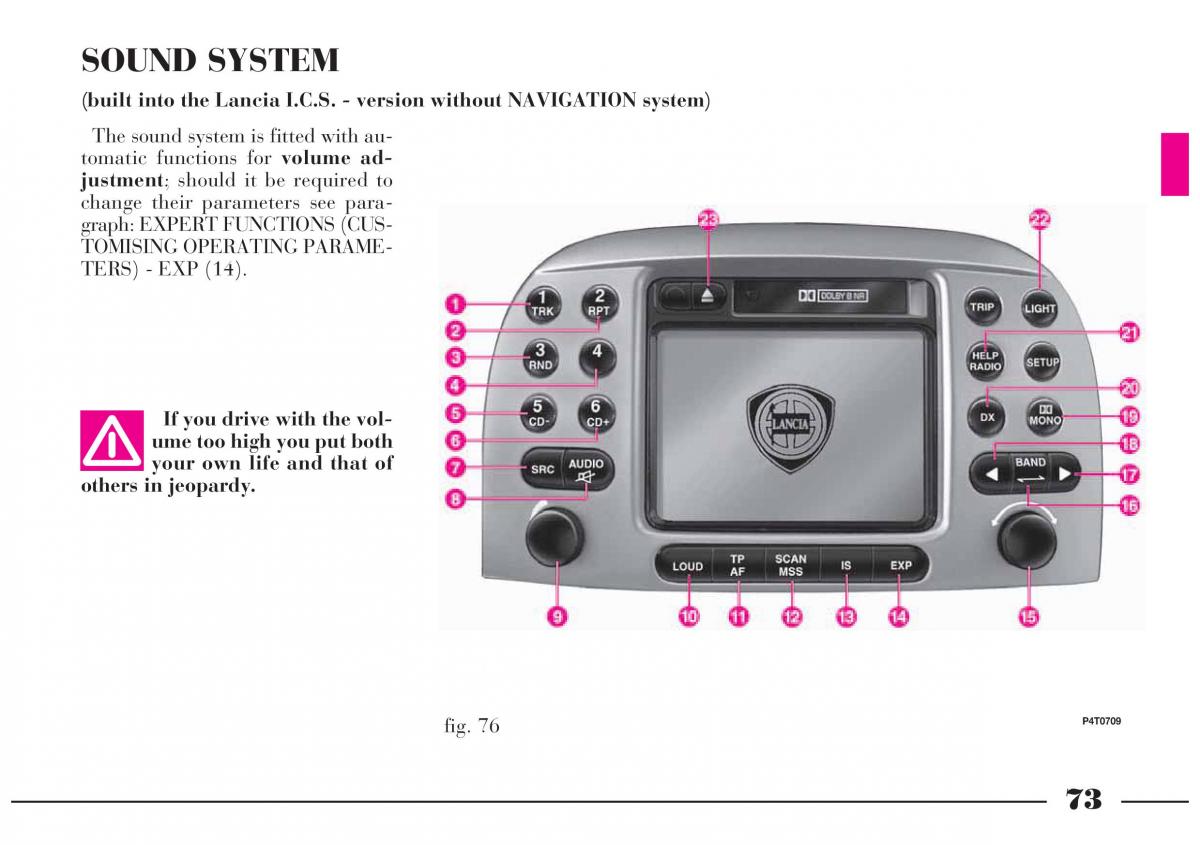 Lancia Lybra owners manual / page 74