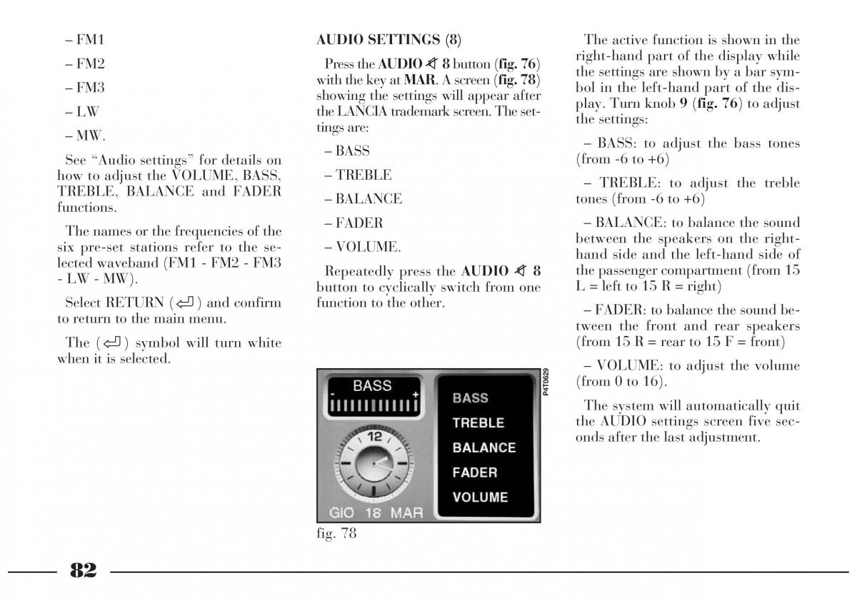 Lancia Lybra owners manual / page 83