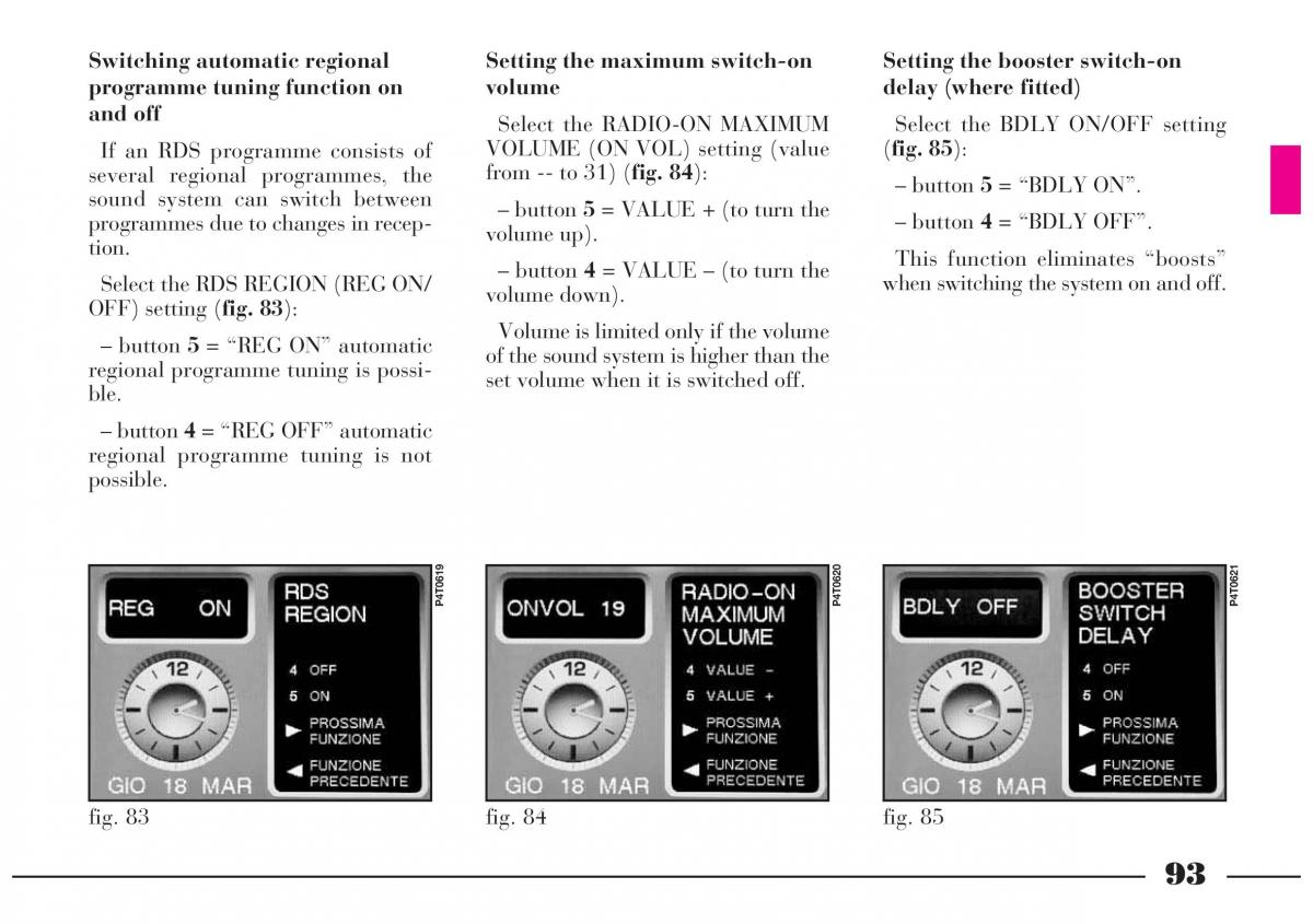 Lancia Lybra owners manual / page 94