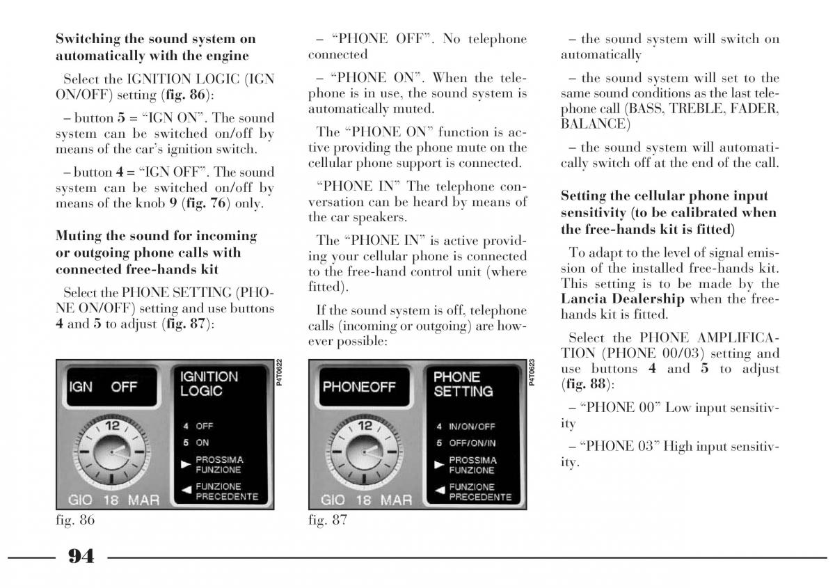 Lancia Lybra owners manual / page 95