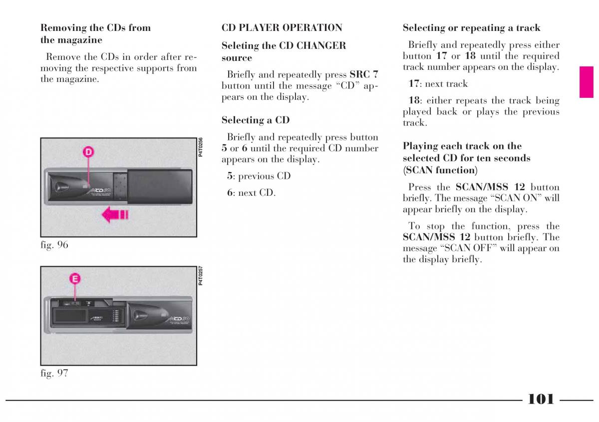 Lancia Lybra owners manual / page 102