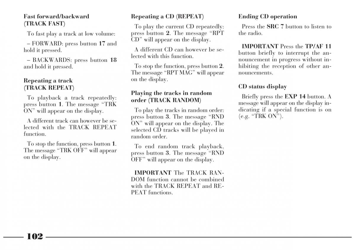 Lancia Lybra owners manual / page 103