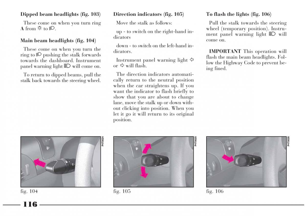 Lancia Lybra owners manual / page 117