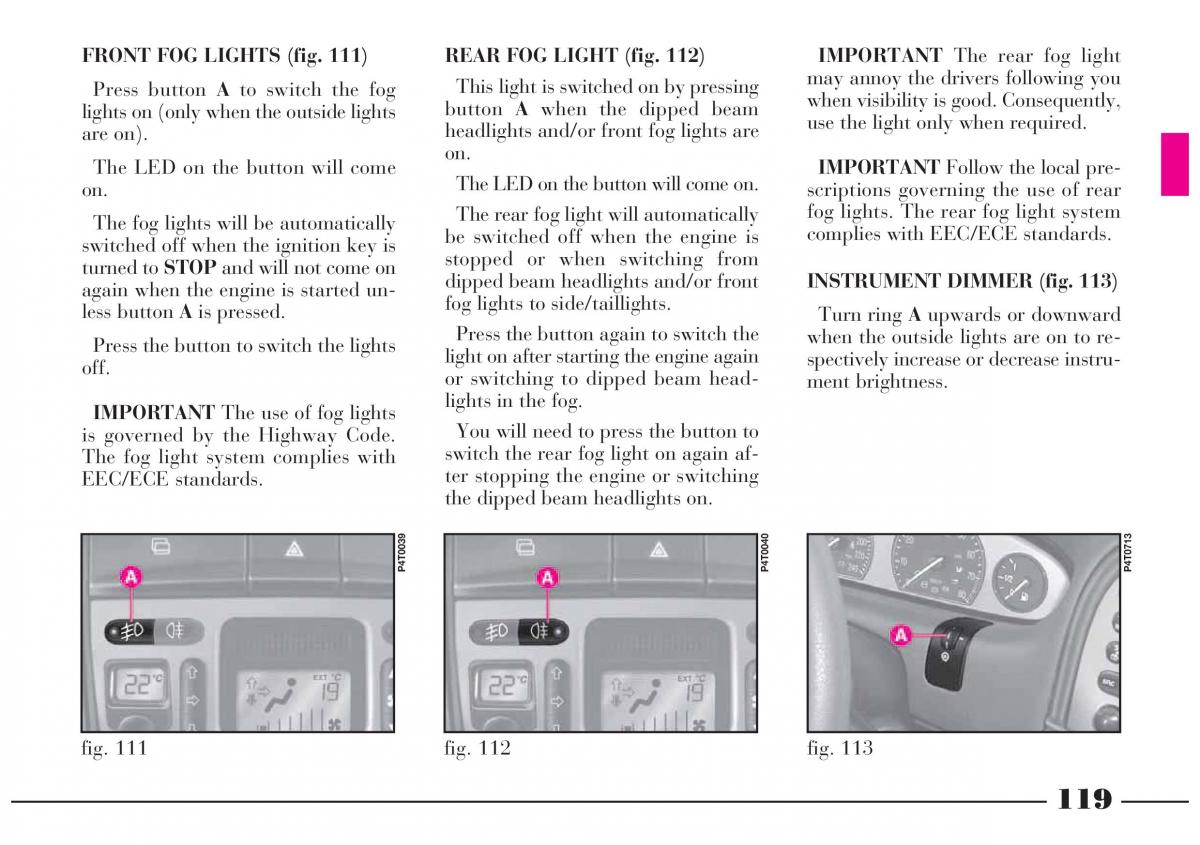 Lancia Lybra owners manual / page 120